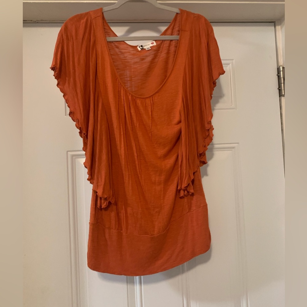 Pumpkin butterfly sleeve top